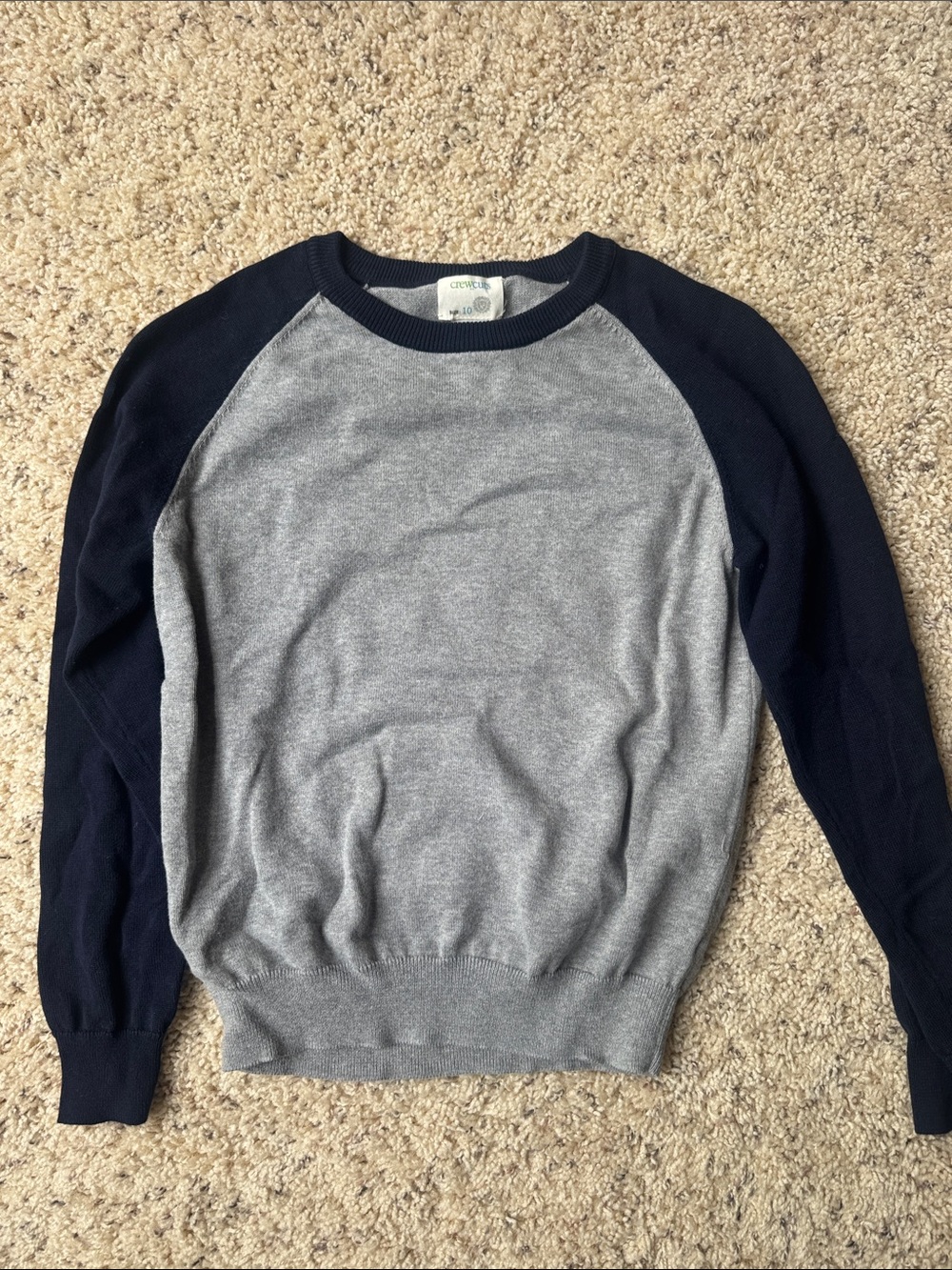 Crewcuts Gray and Navy Raglan Crewneck Sweater